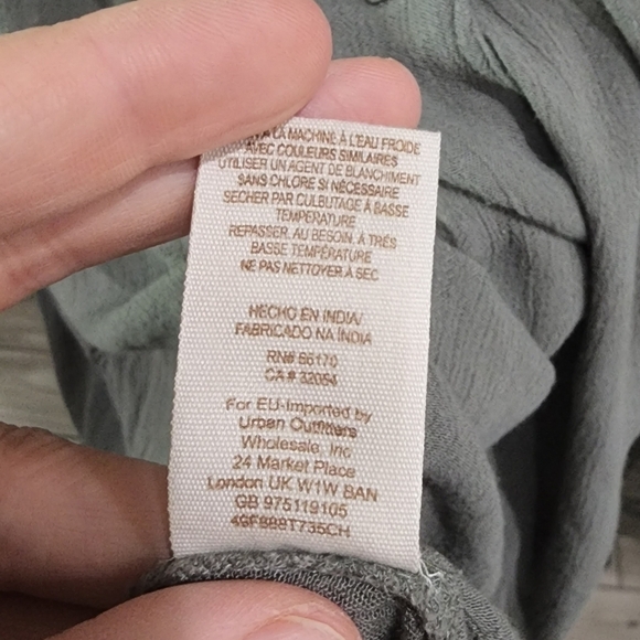 Free People Sage Green Long Sleeve Gauzy Light Weight Top - Picture 5 of 6